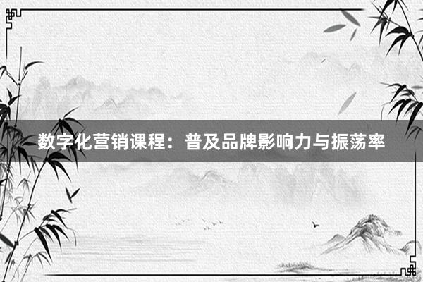 数字化营销课程：普及品牌影响力与振荡率